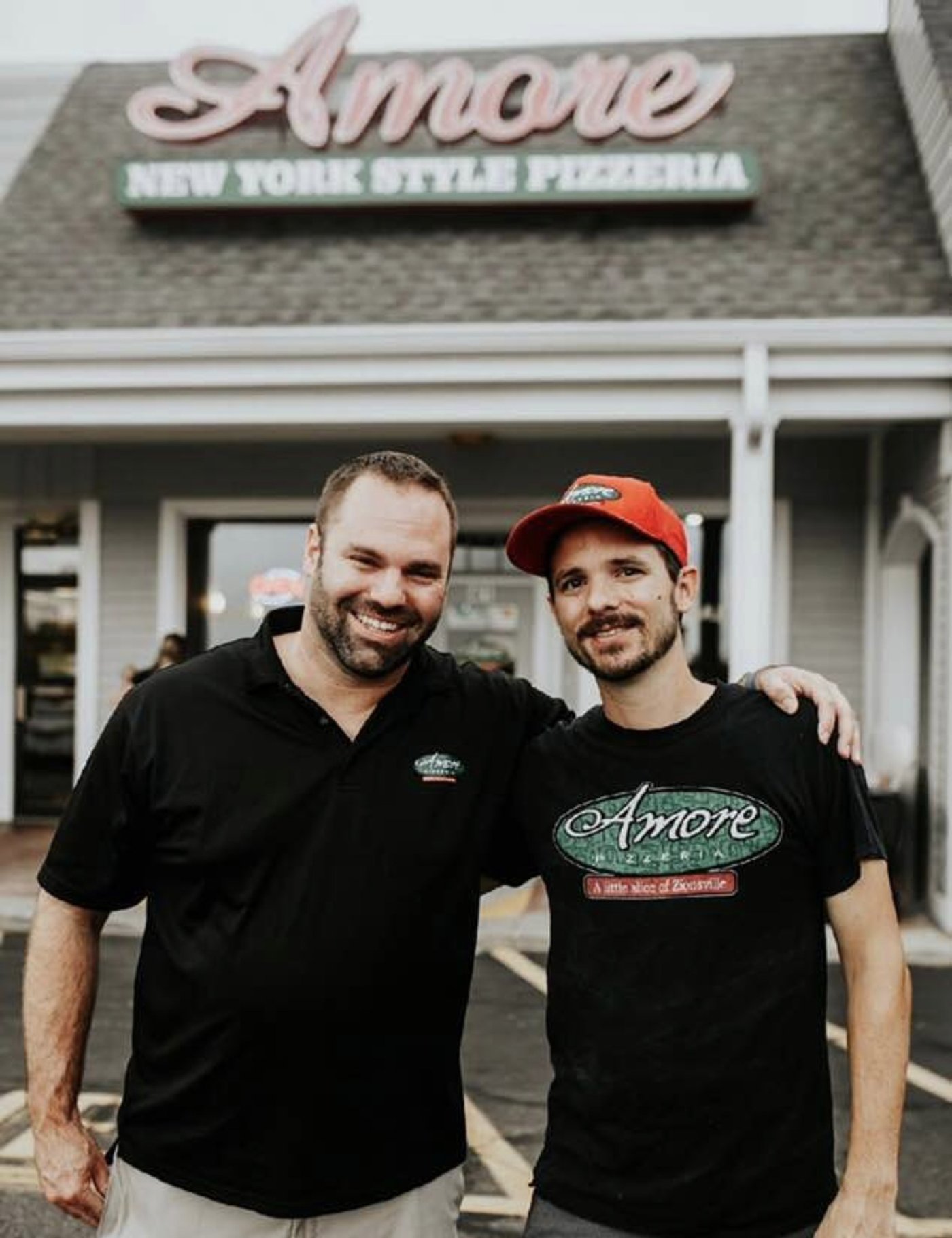 Chris and Daniel Simone outside Amore Pizzeria in Boone Village, Zionsville, Indiana